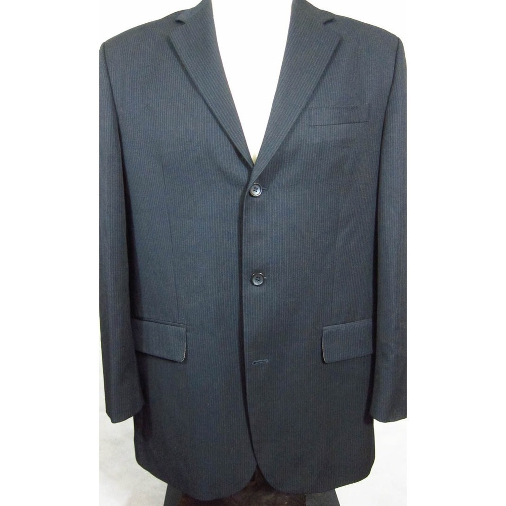 Banana Republic Mens Dark Gray Pinstripe Wool Suit 44L 40x32 3-Button Flat Front